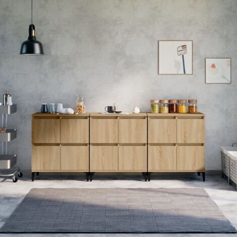 Buffets 3 pcs-Lot de 3 Meuble de rangement chêne sonoma 60x35x70 cm bois d'ingénierie 449048 (1/5)
