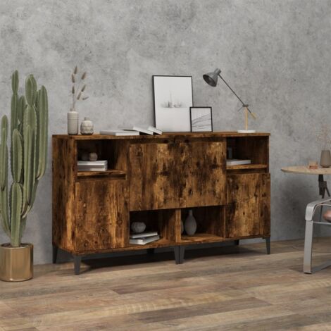 Buffets 2 pcs-Lot de 2 Meuble de rangement chêne fumé 60x35x70 cm bois d'ingénierie 798103 (1/5)