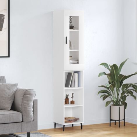 Buffet haut-Armoire de rangement Blanc 34,5x34x180 cm Bois d'ingénierie 567133 (1/5)