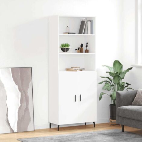 Buffet haut-Armoire de rangement Blanc 69,5x34x180 cm Bois d'ingénierie 719014 (1/5)
