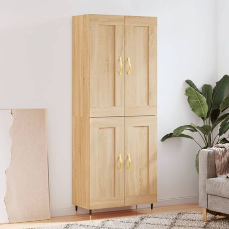 Buffet haut-Armoire de rangement Chêne sonoma 69,5x34x180 cm Bois d'ingénierie 165538 (1/5)