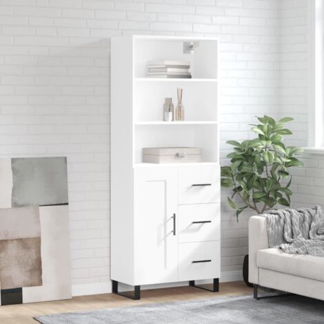 Buffet haut-Armoire de rangement Blanc 69,5x34x180 cm Bois d'ingénierie 564138 (1/5)