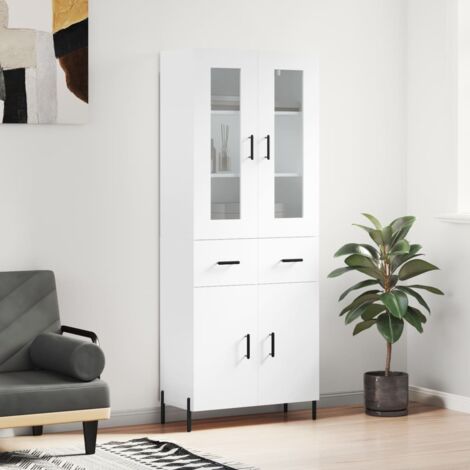 Buffet haut-Armoire de rangement Blanc 69,5x34x180 cm Bois d'ingénierie 783721 (1/5)