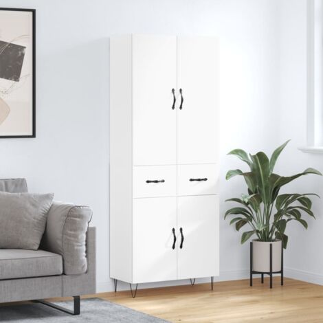 Buffet haut-Armoire de rangement Blanc 69,5x34x180 cm Bois d'ingénierie 946620 (1/5)