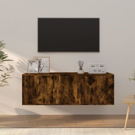 Ensemble de meubles TV 2 pcs-Banc TV-Meuble Télé Chêne fumé Bois d'ingénierie 177549 (1/5)
