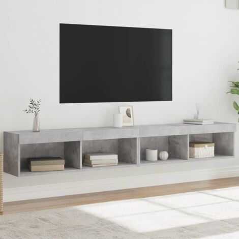 Meubles TV à LED 2 pcs-Banc TV-Meuble Télé avec lumières gris béton 100x30x30 cm 743828 (1/5)