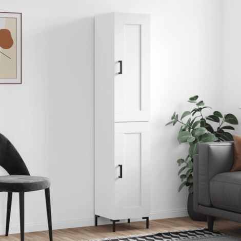 Buffet haut-Armoire de rangement Blanc 34,5x34x180 cm Bois d'ingénierie 584957 (1/5)
