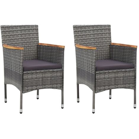 Chaises à manger de jardin lot de 2-Chaise d'extérieur Résine tressée Gris 206641 (1/5)