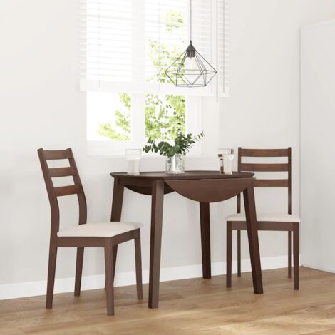 Chaises à manger coussins 2 pcs-Chaises de Salle à Manger-Chaise de cuisine marron bois massif caoutchouc 414262 (1/5)