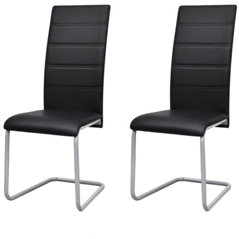 Chaises à manger cantilever lot de 2-Chaises de Salle à Manger-Chaise de cuisine noir similicuir 750870 (1/5)