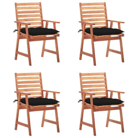 Chaises à manger d'extérieur lot de 4 et coussins-Chaise de jardin Acacia massif 868913 (1/5)