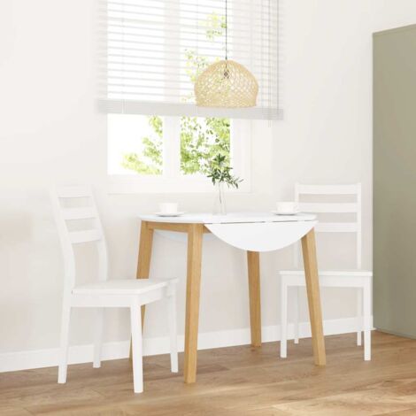 Chaises à manger 2 pcs-Chaises de Salle à Manger-Chaise de cuisine blanc bois massif caoutchouc 730877 (1/5)