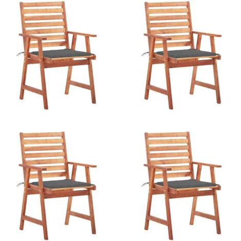 Chaises à manger d'extérieur lot de 4 et coussins-Chaise de jardin Acacia massif 796064 (1/5)