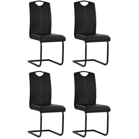 Chaises à manger cantilever lot de 4-Chaises de Salle à Manger-Chaise de cuisine noir similicuir 177859 (1/5)