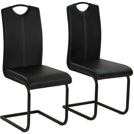 Chaises à manger cantilever lot de 2-Chaises de Salle à Manger-Chaise de cuisine noir similicuir 539454 (1/5)