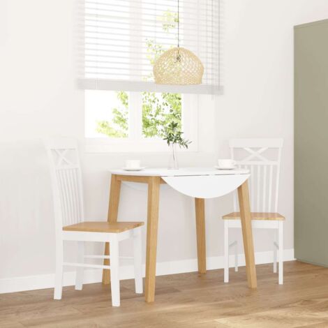 Chaises à manger 2 pcs-Chaises de Salle à Manger-Chaise de cuisine blanc bois massif caoutchouc 682257 (1/5)