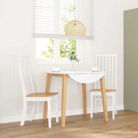 Chaises à manger 2 pcs-Chaises de Salle à Manger-Chaise de cuisine blanc bois massif caoutchouc 806025 (1/5)