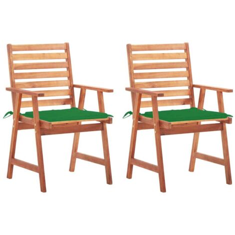 Chaises à manger d'extérieur lot de 2 et coussins-Chaise de jardin Acacia massif 832487 (1/5)