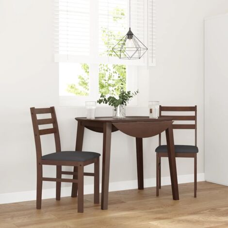 Chaises à manger coussins 2 pcs-Chaises de Salle à Manger-Chaise de cuisine marron bois massif caoutchouc 581876 (1/5)