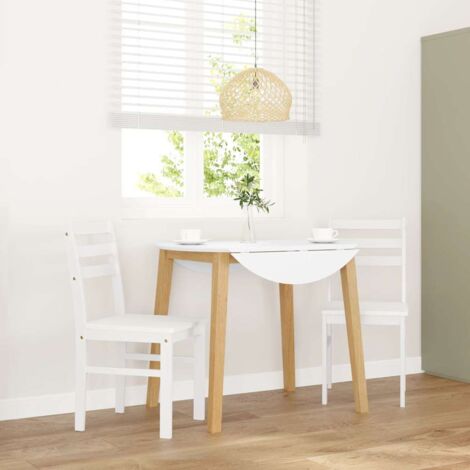 Chaises à manger 2 pcs-Chaises de Salle à Manger-Chaise de cuisine blanc bois massif caoutchouc 594619 (1/5)