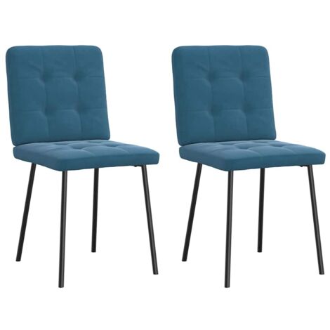 Chaises à manger lot de 2-Chaises de Salle à Manger-Chaise de cuisine Bleu Velours 134962 (1/5)