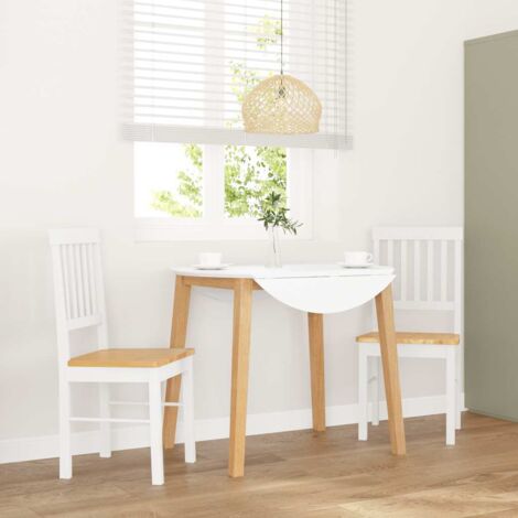 Chaises à manger 2 pcs-Chaises de Salle à Manger-Chaise de cuisine blanc bois massif caoutchouc 655254 (1/5)