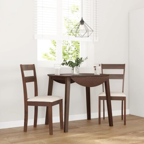 Chaises à manger coussins 2 pcs-Chaises de Salle à Manger-Chaise de cuisine marron bois massif caoutchouc 960672 (1/5)