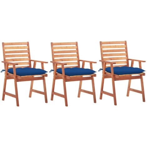 Chaises à manger d'extérieur lot de 3 et coussins-Chaise de jardin Acacia massif 511574 (1/5)