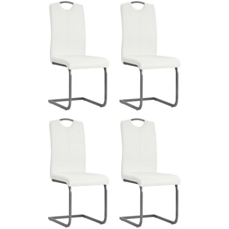 Chaises à manger cantilever lot de 4-Chaises de Salle à Manger-Chaise de cuisine blanc similicuir 117501 (1/5)