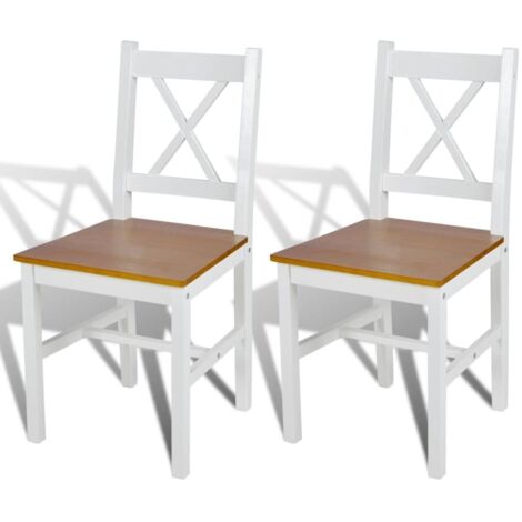 Chaises à manger lot de 2-Chaises de Salle à Manger-Chaise de cuisine blanc bois de pin 242158 (1/5)