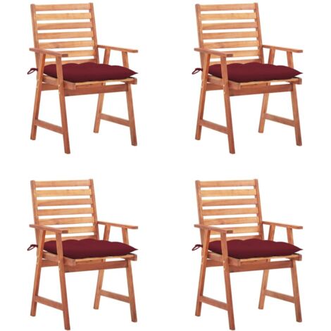 Chaises à manger d'extérieur lot de 4 et coussins-Chaise de jardin Acacia massif 324106 (1/5)