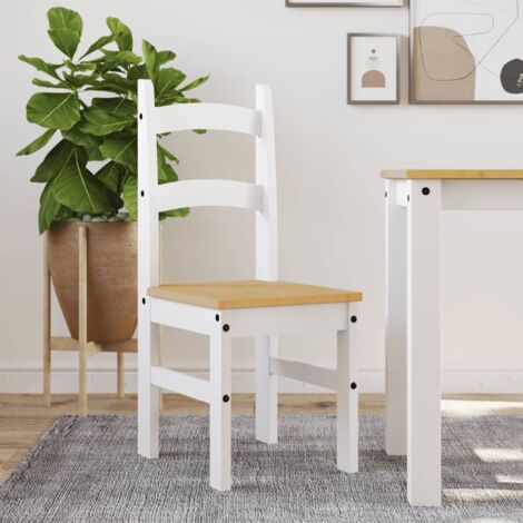 Chaises à manger lot de 2-Chaises de Salle à Manger-Chaise de cuisine blanc 40x46x99 cm bois massif de pin 310345 (1/5)
