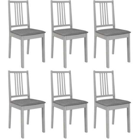 Chaises à manger avec coussins lot de 6-Chaises de Salle à Manger-Chaise de cuisine gris bois solide 353407 (1/5)