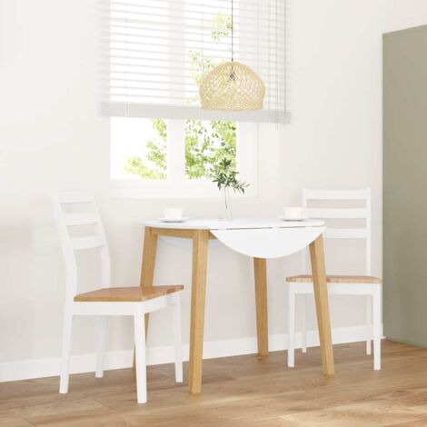 Chaises à manger 2 pcs-Chaises de Salle à Manger-Chaise de cuisine blanc bois massif caoutchouc 665291 (1/5)