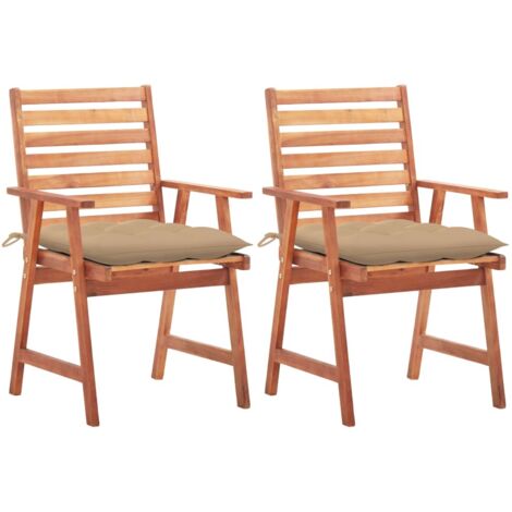 Chaises à manger d'extérieur lot de 2 et coussins-Chaise de jardin Acacia massif 366441 (1/5)
