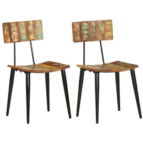 Chaises à manger lot de 2-Chaises de Salle à Manger-Chaise de cuisine bois de récupération solide 208725 (1/5)