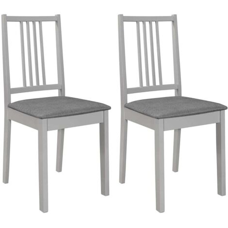 Chaises à manger avec coussins lot de 2-Chaises de Salle à Manger-Chaise de cuisine gris bois solide 603029 (1/5)