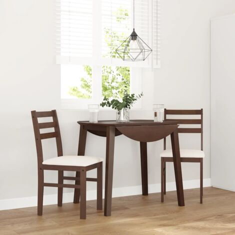 Chaises Ă manger coussins 2 pcs-Chaises de Salle Ă Manger-Chaise de cuisine marron bois massif caoutchouc 704520 (1/5)