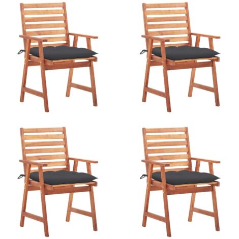 Chaises à manger d'extérieur lot de 4 et coussins-Chaise de jardin Acacia massif 131291 (1/5)