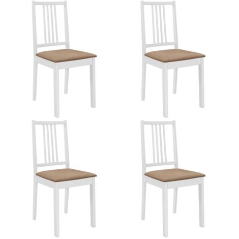 Chaises à manger avec coussins lot de 4-Chaises de Salle à Manger-Chaise de cuisine blanc bois solide 103324 (1/5)