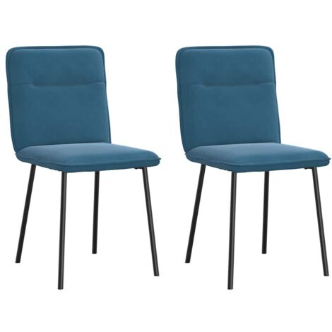 Chaises à manger lot de 2-Chaises de Salle à Manger-Chaise de cuisine Bleu Velours 296845 (1/5)