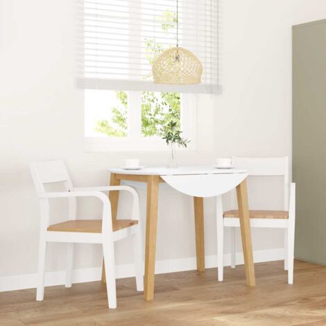 Chaises à manger 2 pcs-Chaises de Salle à Manger-Chaise de cuisine blanc bois massif caoutchouc 325430 (1/5)