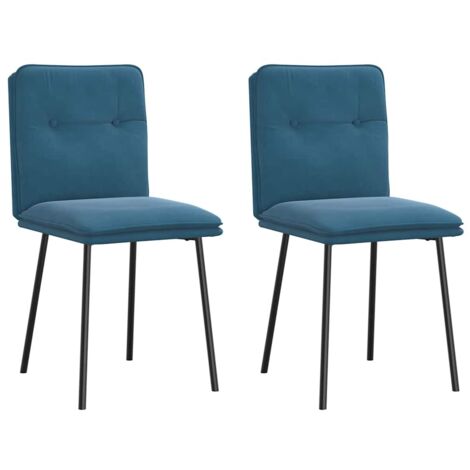 Chaises à manger lot de 2-Chaises de Salle à Manger-Chaise de cuisine Bleu Velours 855961 (1/5)