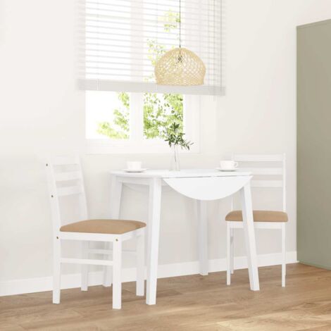 Chaises à manger coussins 2 pcs-Chaises de Salle à Manger-Chaise de cuisine blanc bois massif caoutchouc 640723 (1/5)