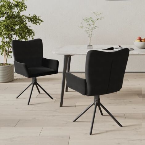 Chaises pivotantes à manger lot de 2-Chaises de Salle à Manger-Chaise de cuisine Noir Velours 877155 (1/5)