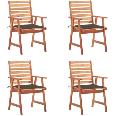 Chaises à manger d'extérieur lot de 4 et coussins-Chaise de jardin Acacia massif 346144 (1/5)