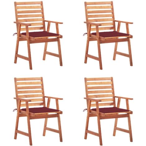 Chaises à manger d'extérieur lot de 4 et coussins-Chaise de jardin Acacia massif 652241 (1/5)