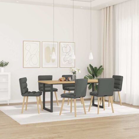 Chaises à manger lot de 6-Chaises de Salle à Manger-Chaise de cuisine gris foncé tissu 625981 (1/5)