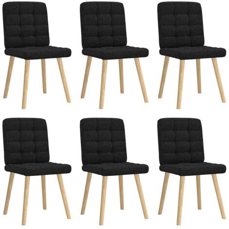 Chaises à manger lot de 6-Chaises de Salle à Manger-Chaise de cuisine noir tissu 586864 (1/5)