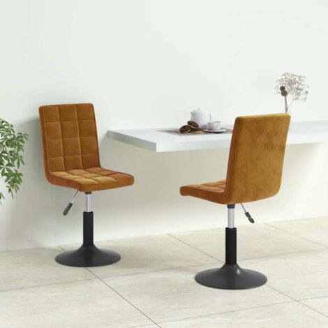 Chaises pivotantes à manger lot de 2-Chaises de Salle à Manger-Chaise de cuisine marron velours 111542 (1/5)